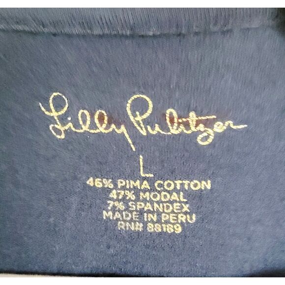 Lilly Pulitzer L Louella Long Sleeve Top Women’s Blue Sequin Pocket Tunic Shirt - Picture 4 of 6